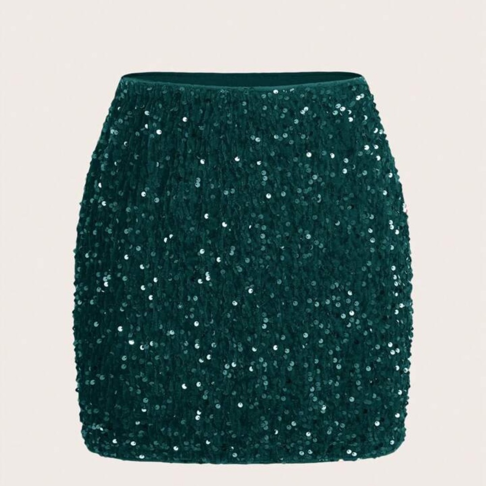 Elegant Green Sequin Skirt
